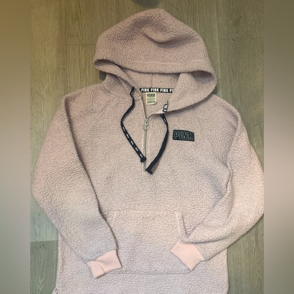 Victoria’s Secret PINK Sherpa Quarter-Zip Hoodie – Blush Pink – XS –Cozy bin1024 - Picture 1 of 4